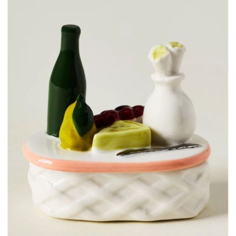 NWT! Anthropologie Tiny Treasures Trinket Box PICNIC BASKET